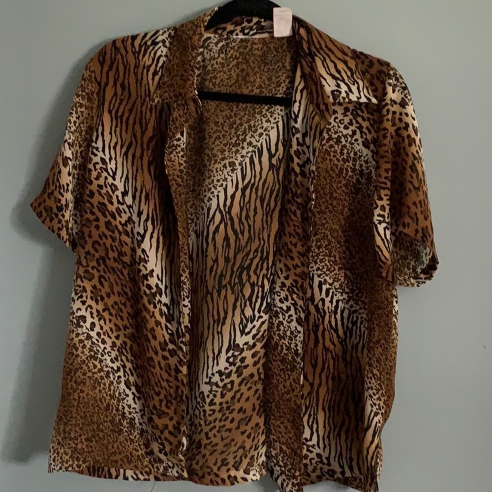 Animal print button down